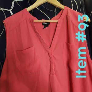 Coral Torrid sleeveless hi low top 3x